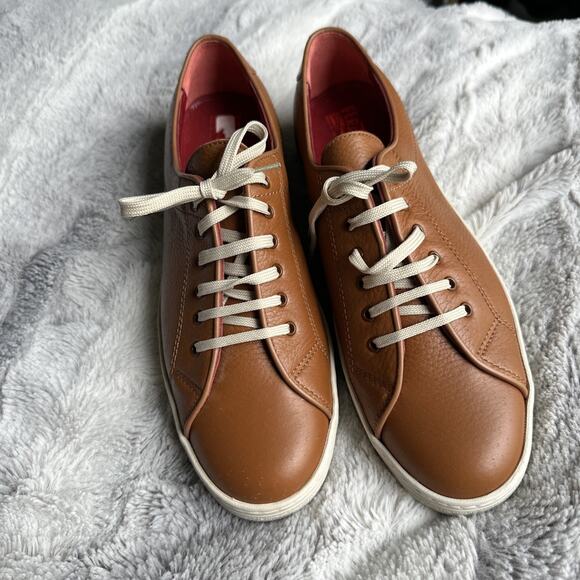 SALVATORE FERRAGAMO Size 10 B vintage tan leather low cut Designer sneakers - Picture 12 of 12